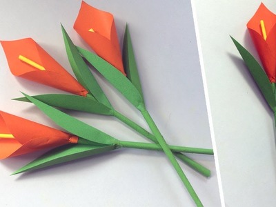 DIY Paper flower. Kids Easy Origami. Calla lily Flower. Paper Craft Ideas #DotsDIY