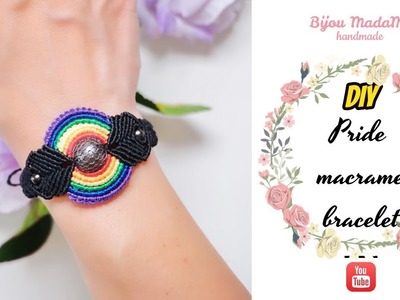 DIY pride macrame bracelet | Rainbow macrame bracelet tutorial | DIY macrame jewelry