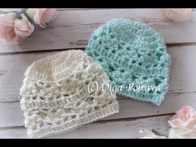 How to Crochet Newborn Hat with Lacy Design, Easy Crochet Pattern and Video Tutorial