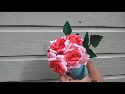 How to make #DIY paper Flowers rose Bouquet  #supereasy #fun #craft