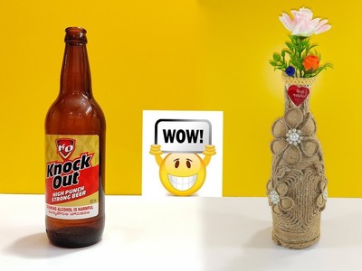 Stylish Bottle Flower Vase with Jute | DIY Best out of Waste Craft Ideas | Empty Bottle Crafts
