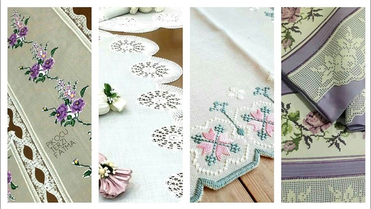 Beautiful Cross Stitches Pattern With Crochet Work Tables Cover And Bedsheets Design