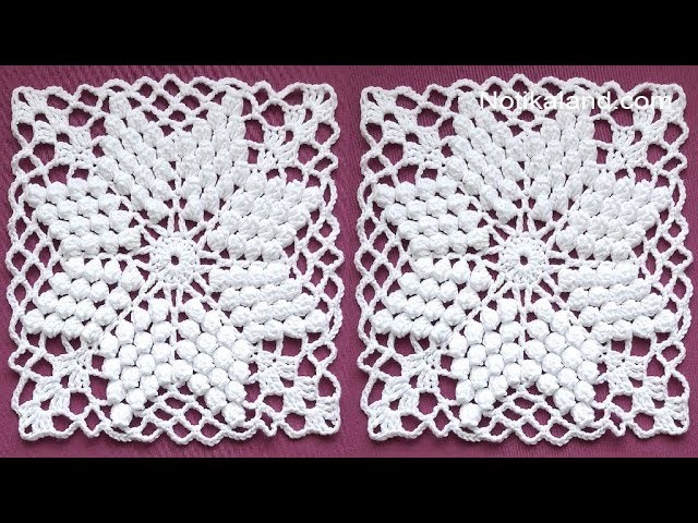 CROCHET  Motif Tutorial  How to crochet square motif PART 2, 6   7 round