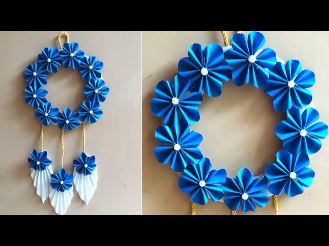 Diy How to make attractive paper flower wall hanging with paper | room decor| wall hanging ideas