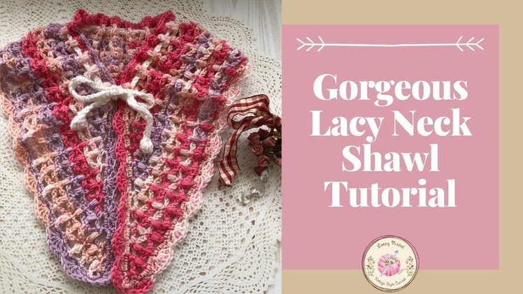 How To Crochet A Lacy Neck Shawl Tutorial (Easy) by Loopy Mabel