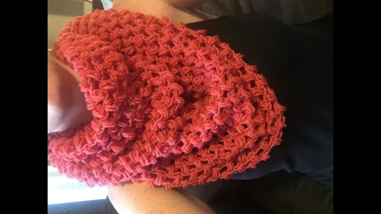How to crochet a puff stitch circle scarf