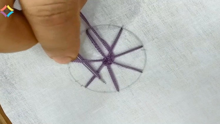 How to make a easy Woven Wheel Stitch design steps by steps