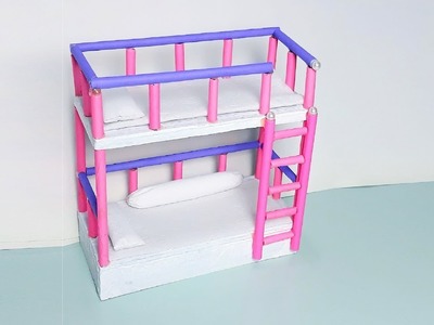How to make doll's bed with cardboard| miniature crafts|