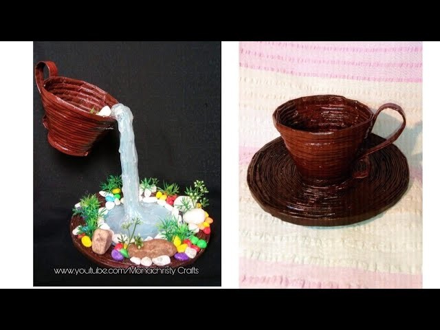 How to make Glue Gun Waterfall with Newspaper Cup