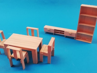 How to make miniature furniture for dolls. Table and chairs with popsicle sticks