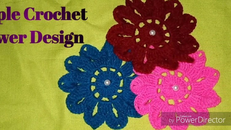 Simple Crochet Flower Design, Woolen Flower Design.