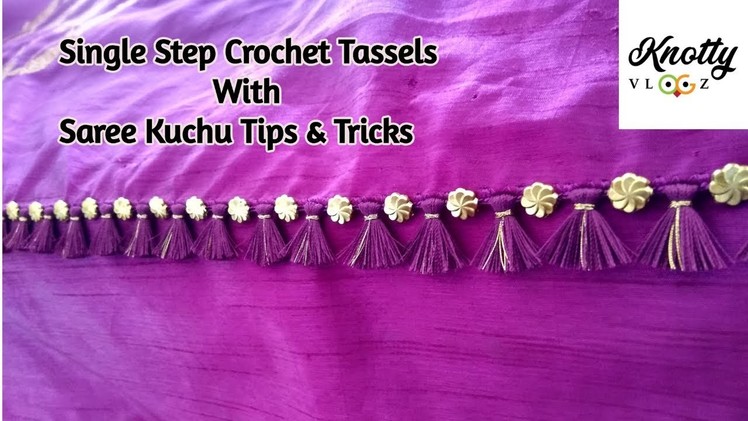 Single Step Crochet Saree Kuchu With Beads | Saree Kuchu TIPS & TRICKS Shared- www.knottythreadz.com