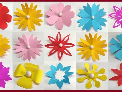 15 different type of simple easy and beautiful paper cutting flower shape - paper flowers
