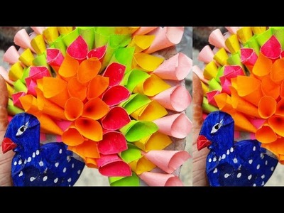 Beautiful 3D Paper Peacock Making | Best Out Of Waste | Handmade Peacock ShowPiece | Unique Craft