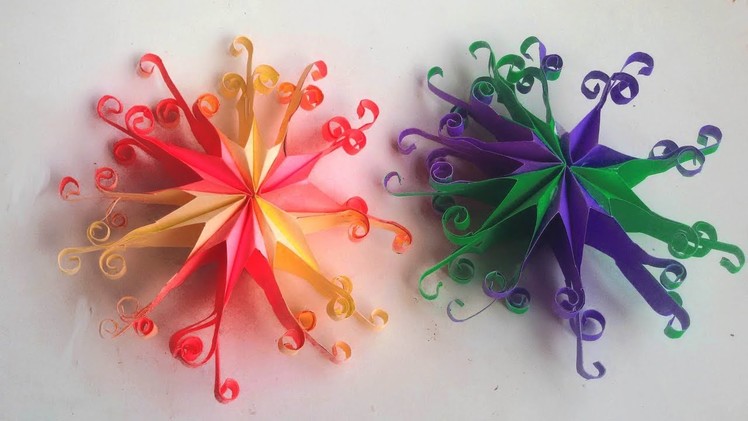 DIY 3D quilling paper snowflakes # wall decoration idea with quilling paper snowflakes