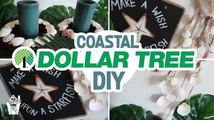 DIY DOLLAR TREE COASTAL NAUTICAL DECOR | SEASHELL DECOR FOR A BEACH HOUSE!