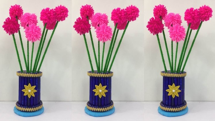 DIY Flower Vase. Easy Flower Vase Making At Home. Room Decorating Ideas. Simple Craft