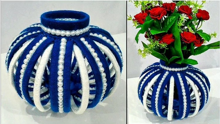 DIY Flower Vase Out Of Waste Newspaper and Wool. Best Home Decor Idea