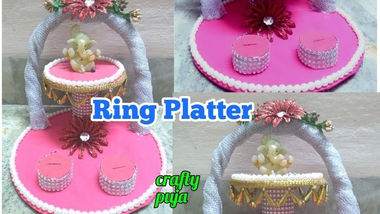 DIY How to make Engagement Ring Tray From waste material|engagement. Wedding ring platter|Craftypuja