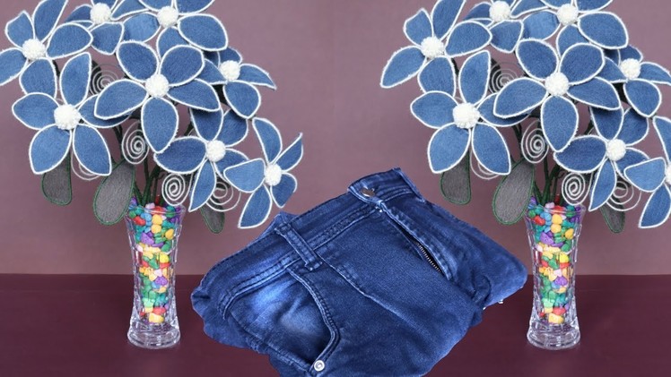 DIY Jeans Flower || Flower Decoration Idea || Best Out of Waste Idea