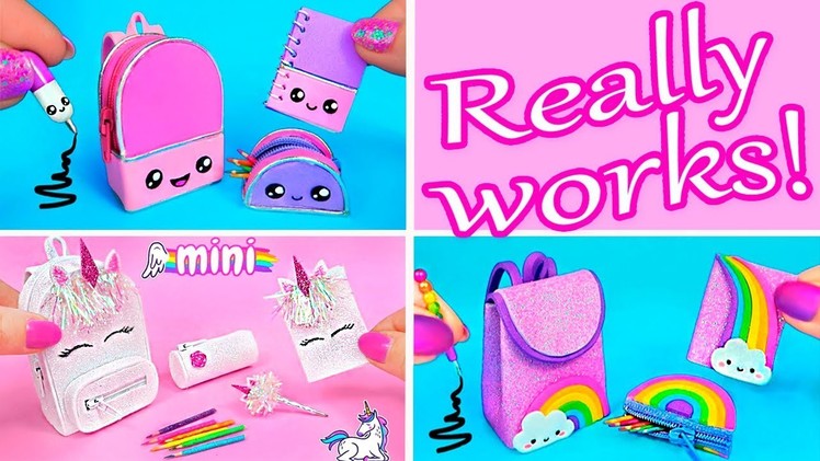 DIY Miniature School Supplies That Really Works! Kawaii, Rainbow, Unicorn