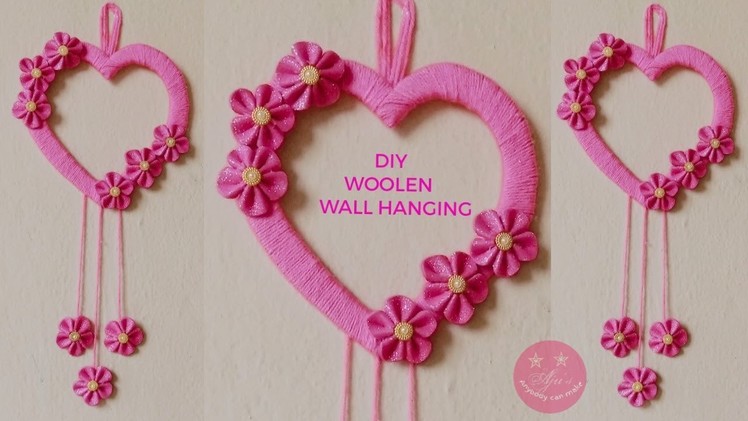 DIY WOOLEN HEART WALL HANGING | EASY GIFT | BEST FROM WASTE