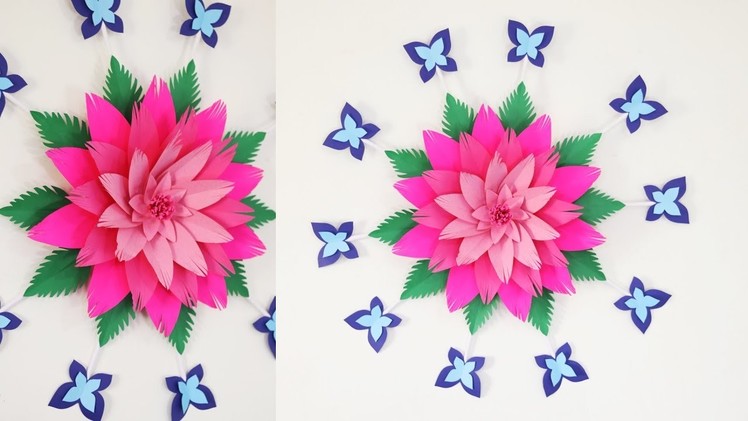 Giant Paper flower wall hanging - Easy Giant lotus wall art decoration ideas