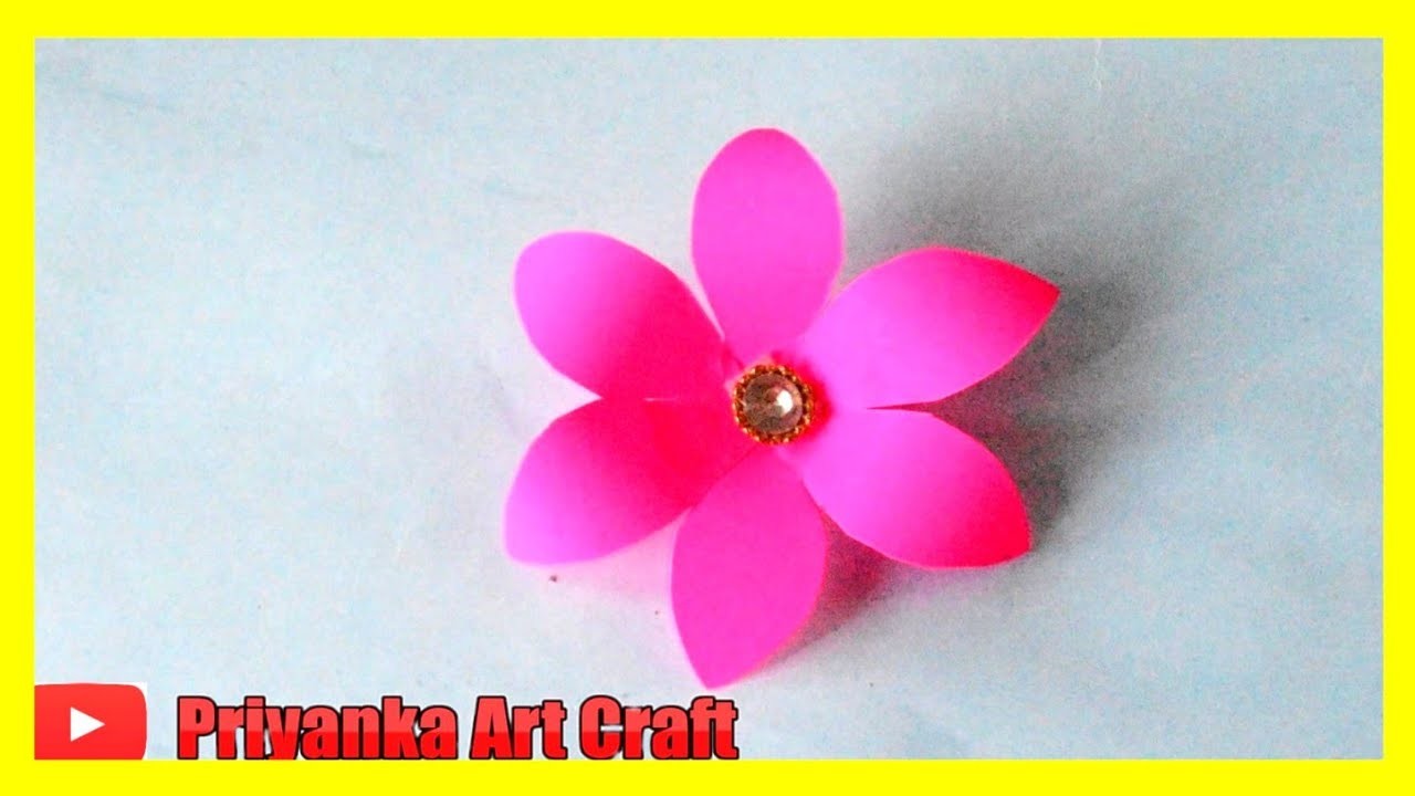 How to make a paper easy flower for beginners step by step tutorial paper flower for kids V6