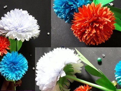 How to make Beautiful Paper Stick Flower. making flowers with paper. kagojer ful. DIY