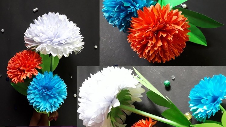 How to make Beautiful Paper Stick Flower. making flowers with paper. kagojer ful. DIY