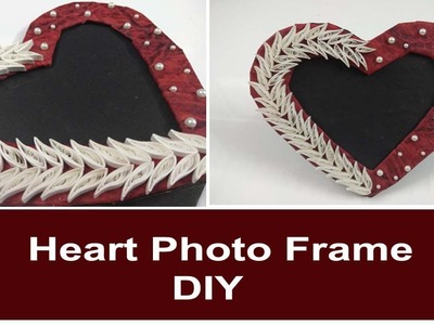How to make heart shaped photo frame at home. Handmade photo frame. Quilling photo frame