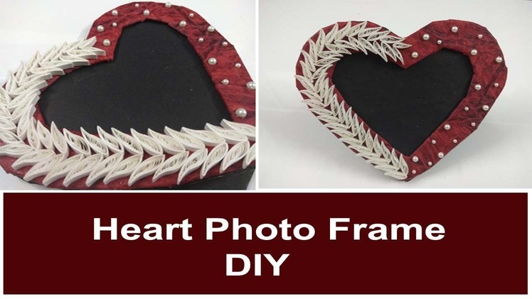 How to make heart shaped photo frame at home. Handmade photo frame. Quilling photo frame