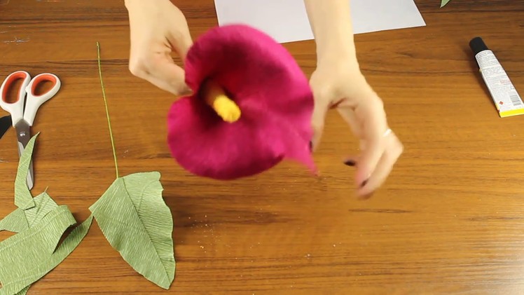 How to make Paper flower. Paper flower calla lily. Crepe paper flower. Calla lily paper bouqet
