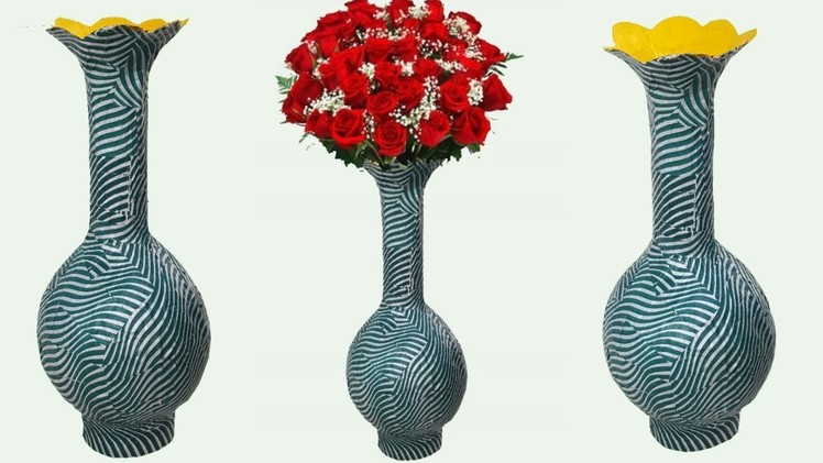 How to make paper flower vase ||new style flower vase||dustu pakhe