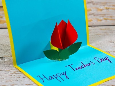 How to make Tulip Flower Pop Up Card | DIY Teacher's Day Pop Up Card | Craft for Kids