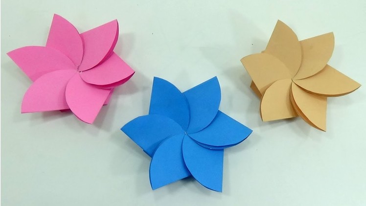 Paper Flower Wall Decoration - Easy Wall Decoration Ideas - Paper Flower Origami Tutorial Simple