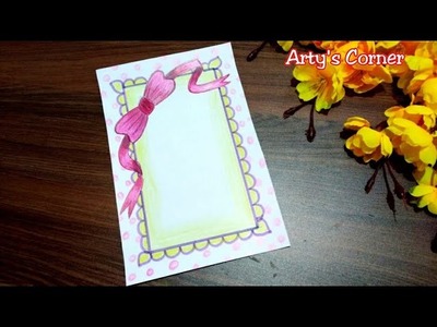 Ribbon Draw | Easy Border Design on Paper for Front Page | Border for Project by Arty's Corner