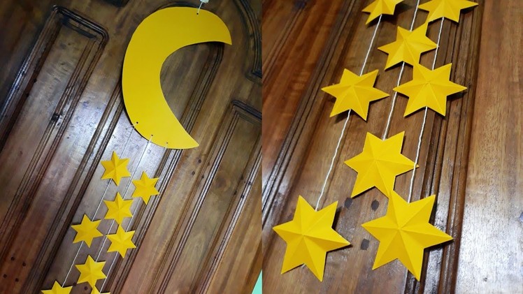 Super Easy DIY Paper Wall Hanging (Moon & Star)|| Paper Crafts || Handmade Decoration||Nafsi's Craft