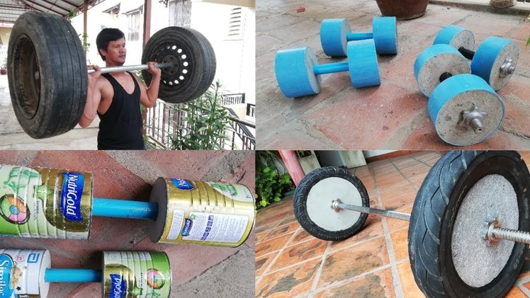 4 Awesome to make homemade Dumbbell & Barbell. Gym at home