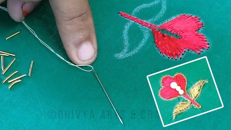 Aari work for beginners | easy embroidery on blouse | zardosi work design  | #248
