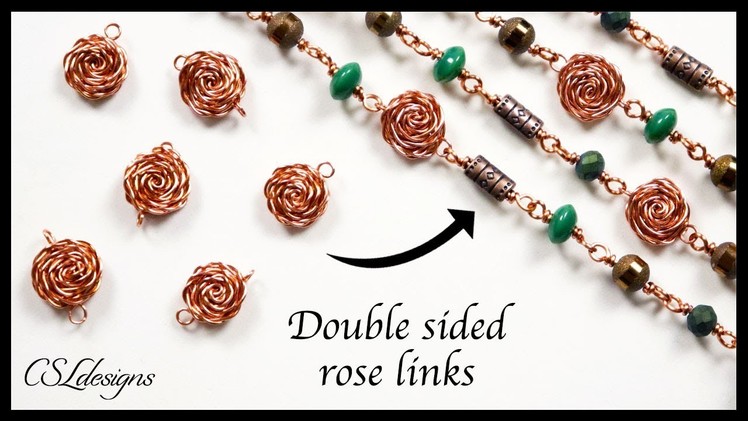 Double sided wirework rose link.charm