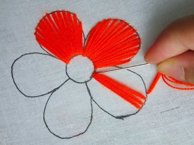Hand embroidery fancy flower design,modern flower hand embroidery