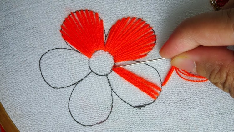 Hand embroidery fancy flower design,modern flower hand embroidery