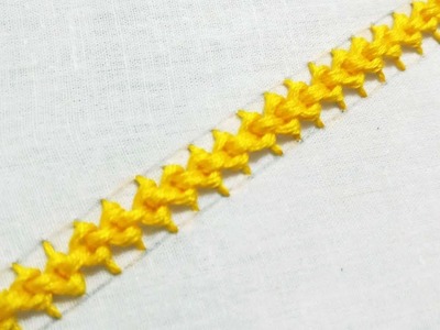 Hand embroidery tutorial of Raised Chain Stitch Band