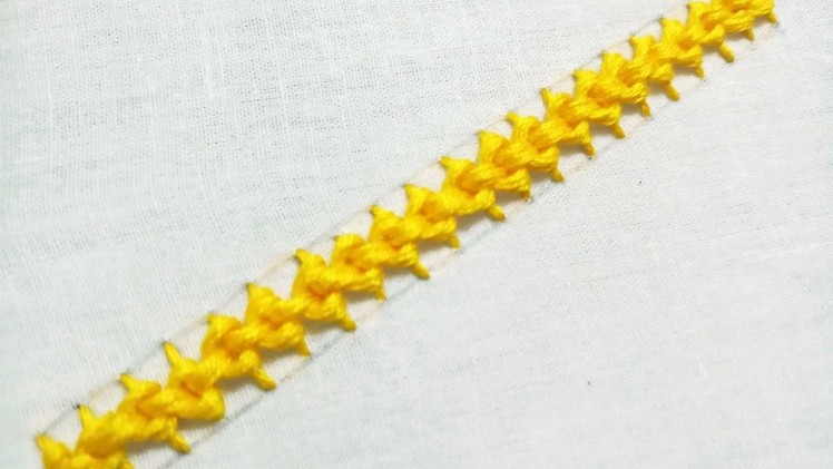 Hand embroidery tutorial of Raised Chain Stitch Band