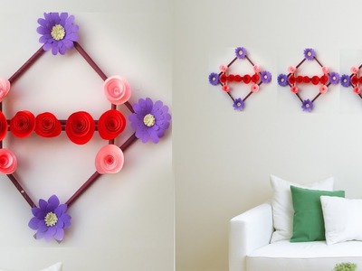 Handmade Room wall decoration ideas with paper flower # Room wall decor paper art and craft