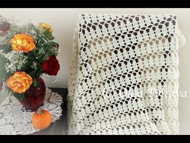 How to Crochet Easy Lace Throw, Crochet Lace Blanket for Beginners, Crochet Video Tutorial