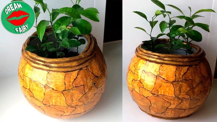 How to make a cement pot at home. Marble Imitation