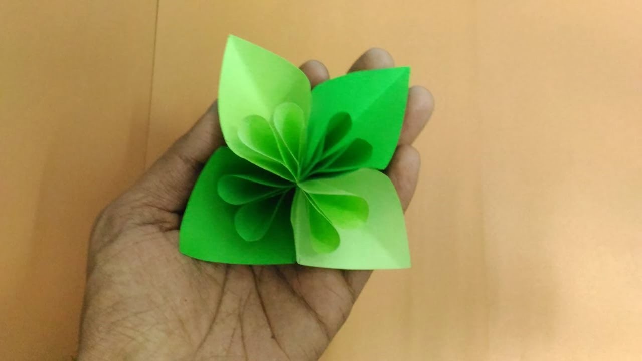 how-to-make-green-flower-using-origami-paper