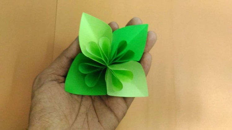 How to make Green flower using origami paper. !